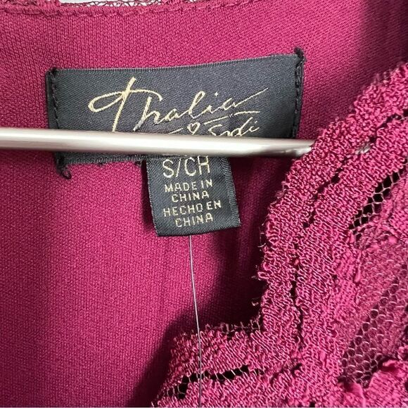 Thalia Sodi Lace Sheath Dress Womens Small Burgundy Red V-Neck Elbow Sleeve - Picture 7 of 7